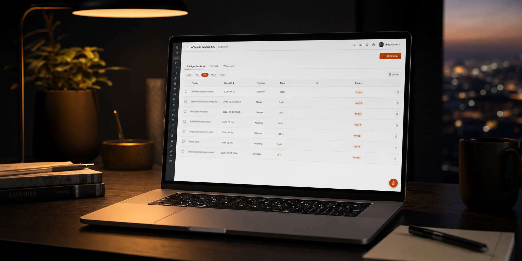Egységes vállalati dashboard: ügyfél, gyártás, pénzügy és AI asszisztens egy felületen